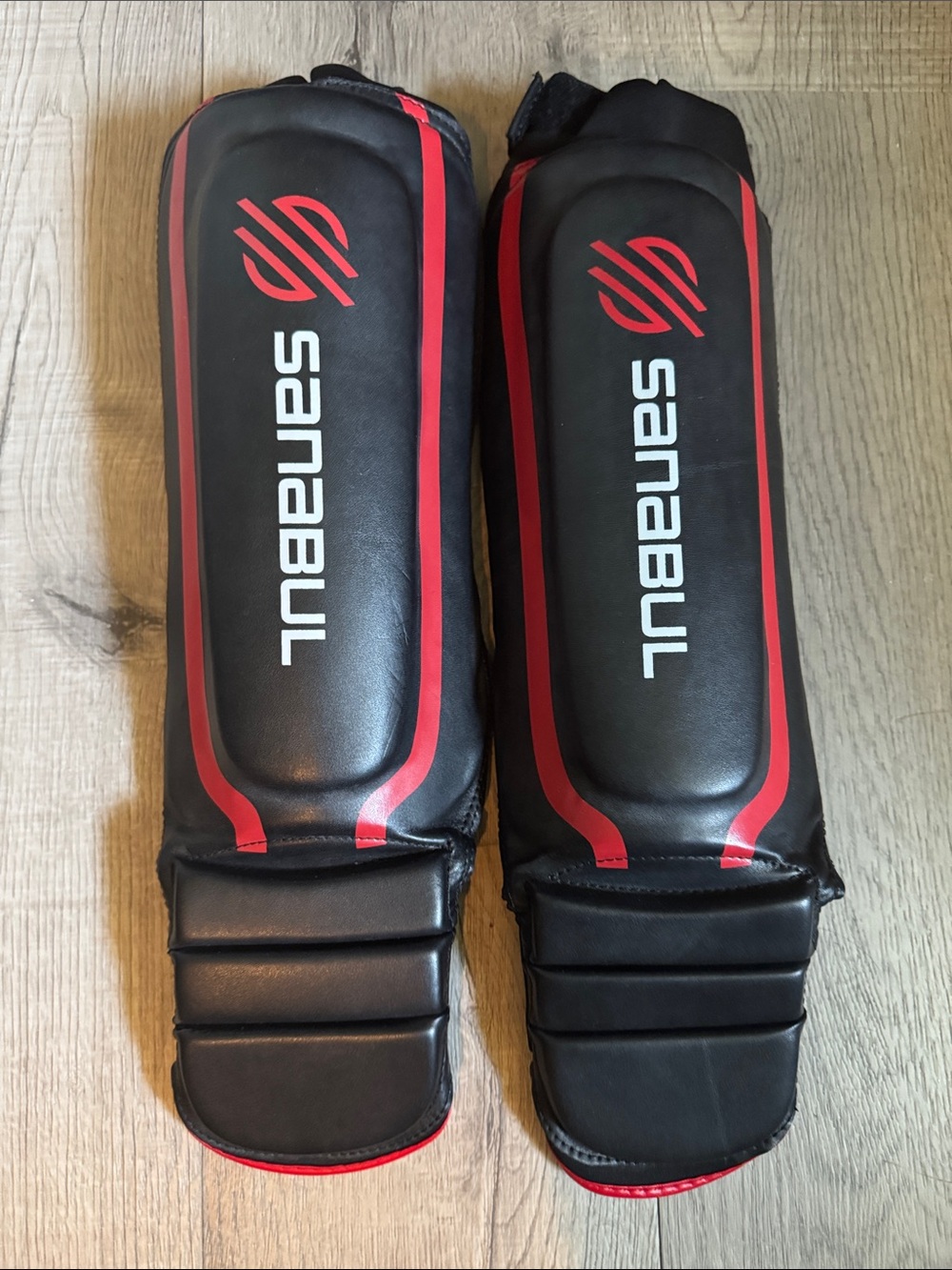 Sanabul Black/Red Shin Guards for Men